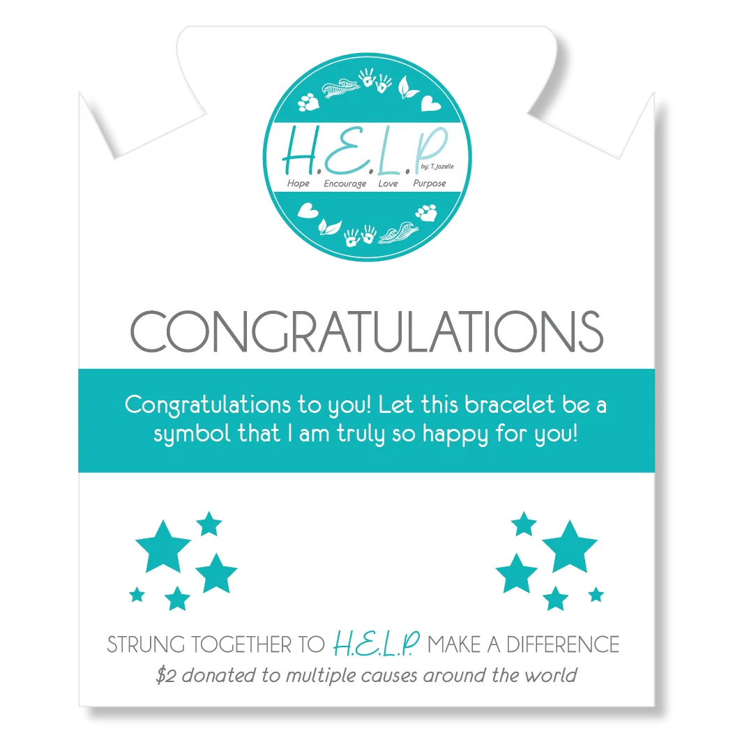 Congratulations Charm with Blue Zebra Jade Charity Bracelet