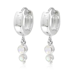 Cora Opal Moonstone Silver Huggies