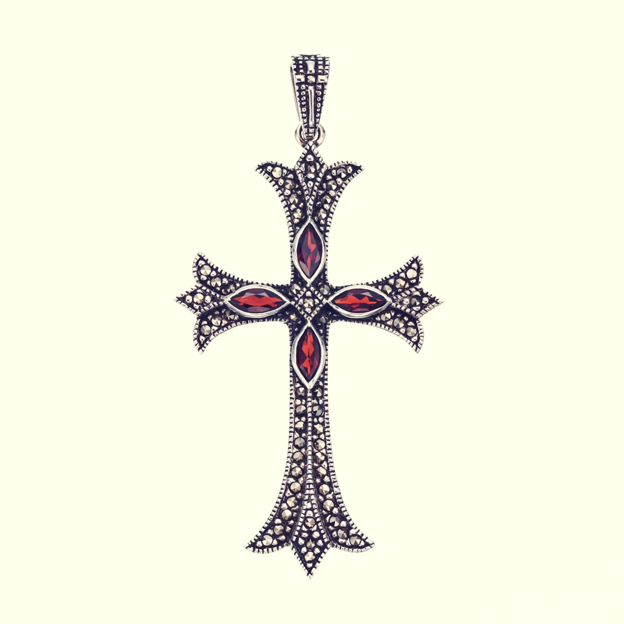 Cross on Cross Pendant : L (Garnet)