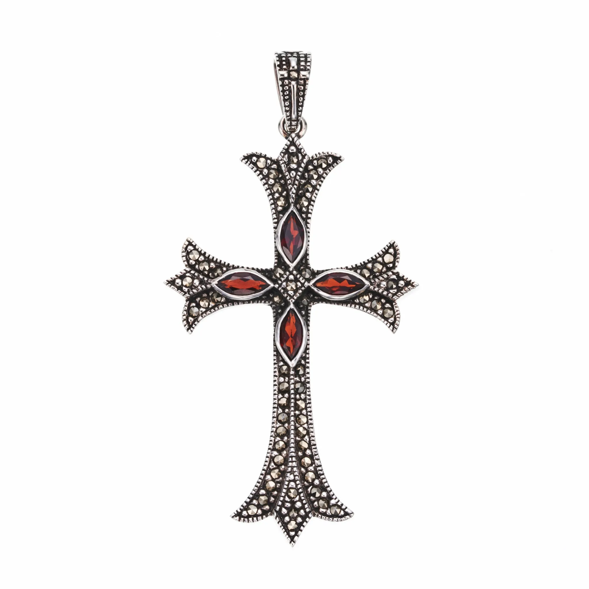 Cross on Cross Pendant : L (Garnet)