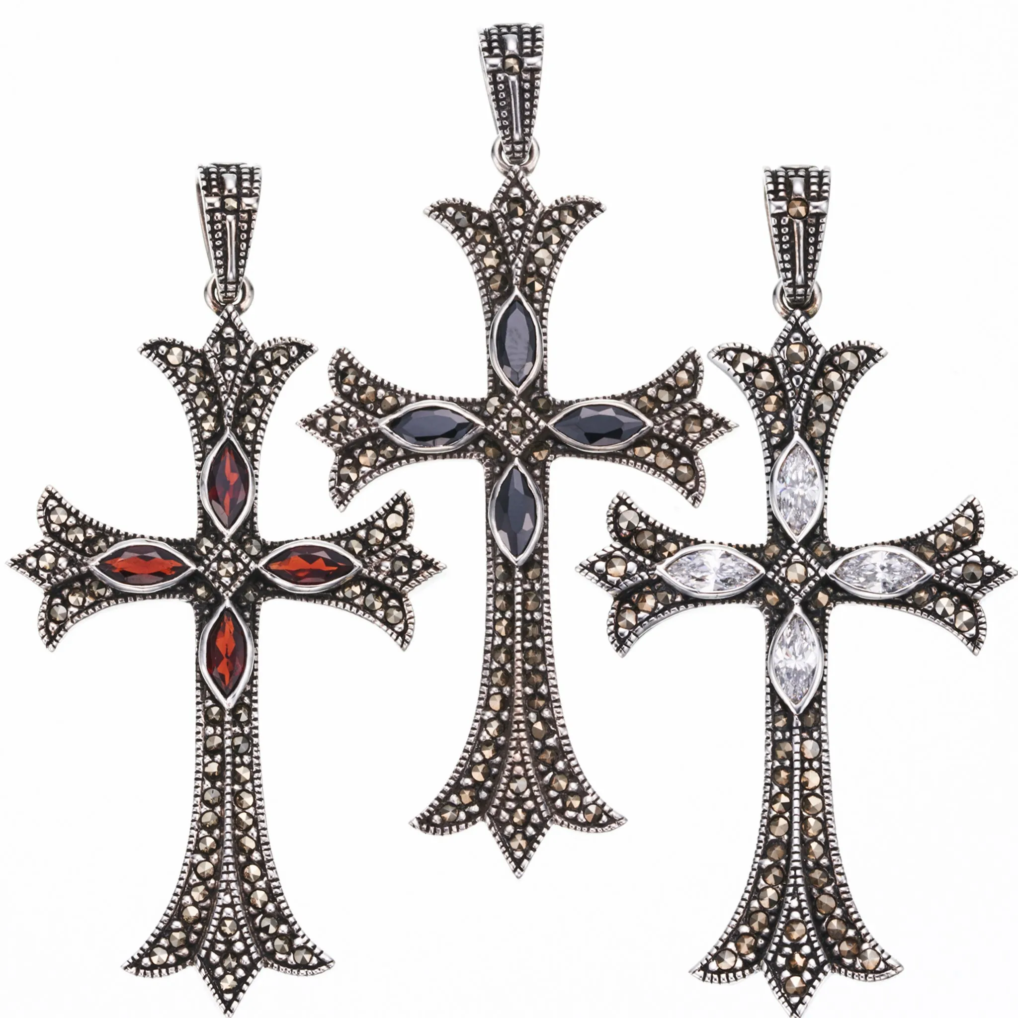 Cross on Cross Pendant : L (Garnet)