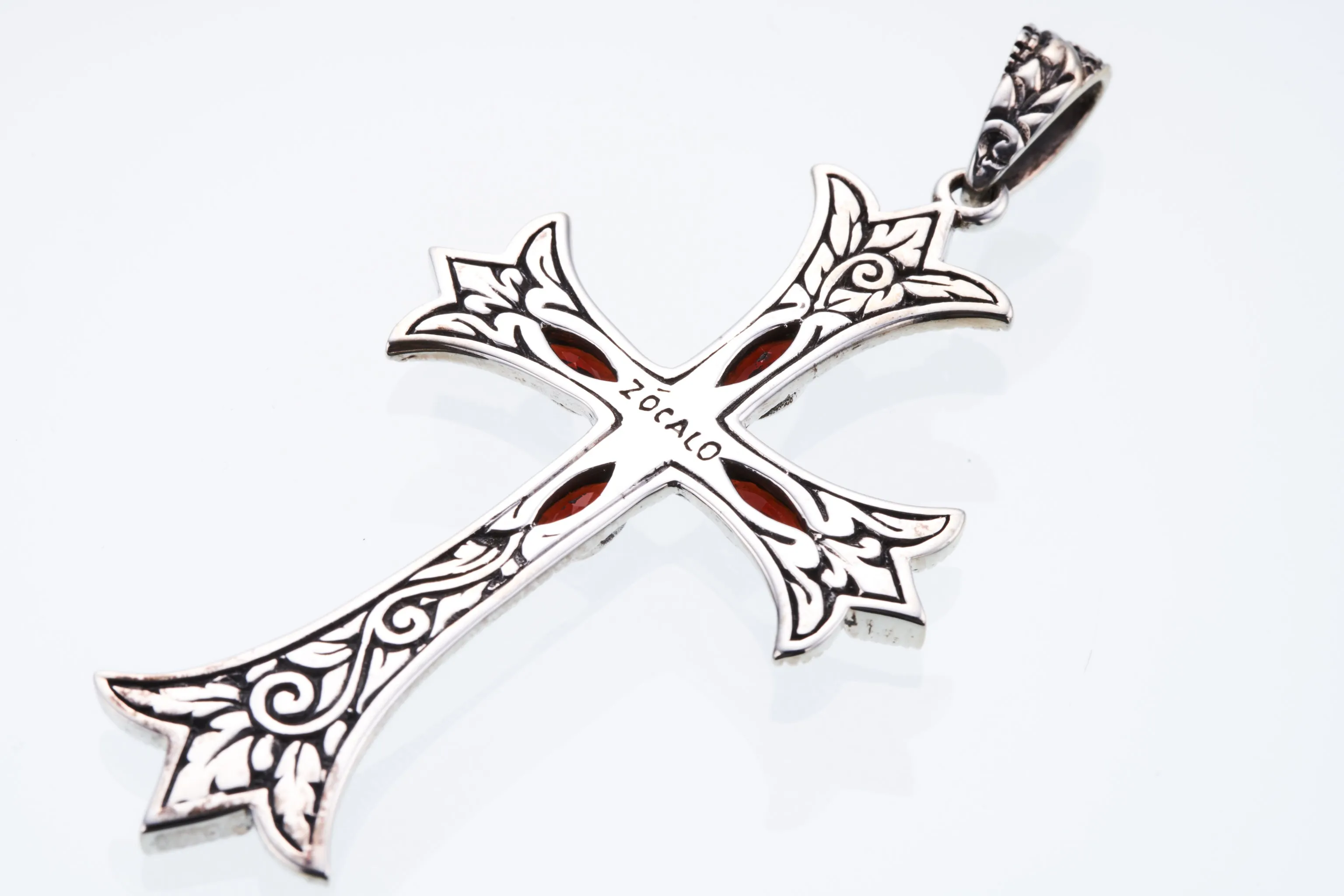 Cross on Cross Pendant : L (Garnet)