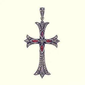 Cross on Cross Pendant : L (Garnet)