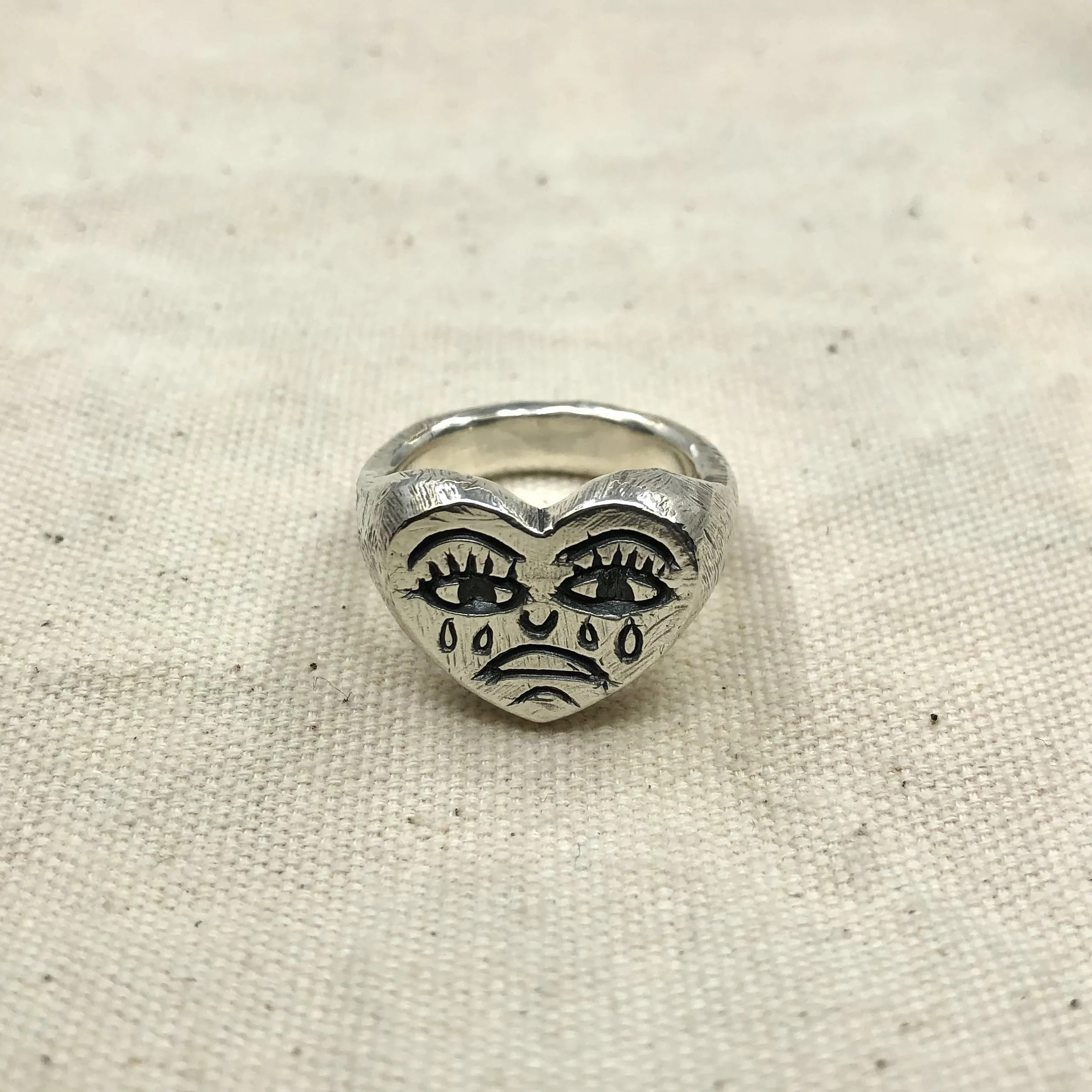 Crying Heart Signet Ring