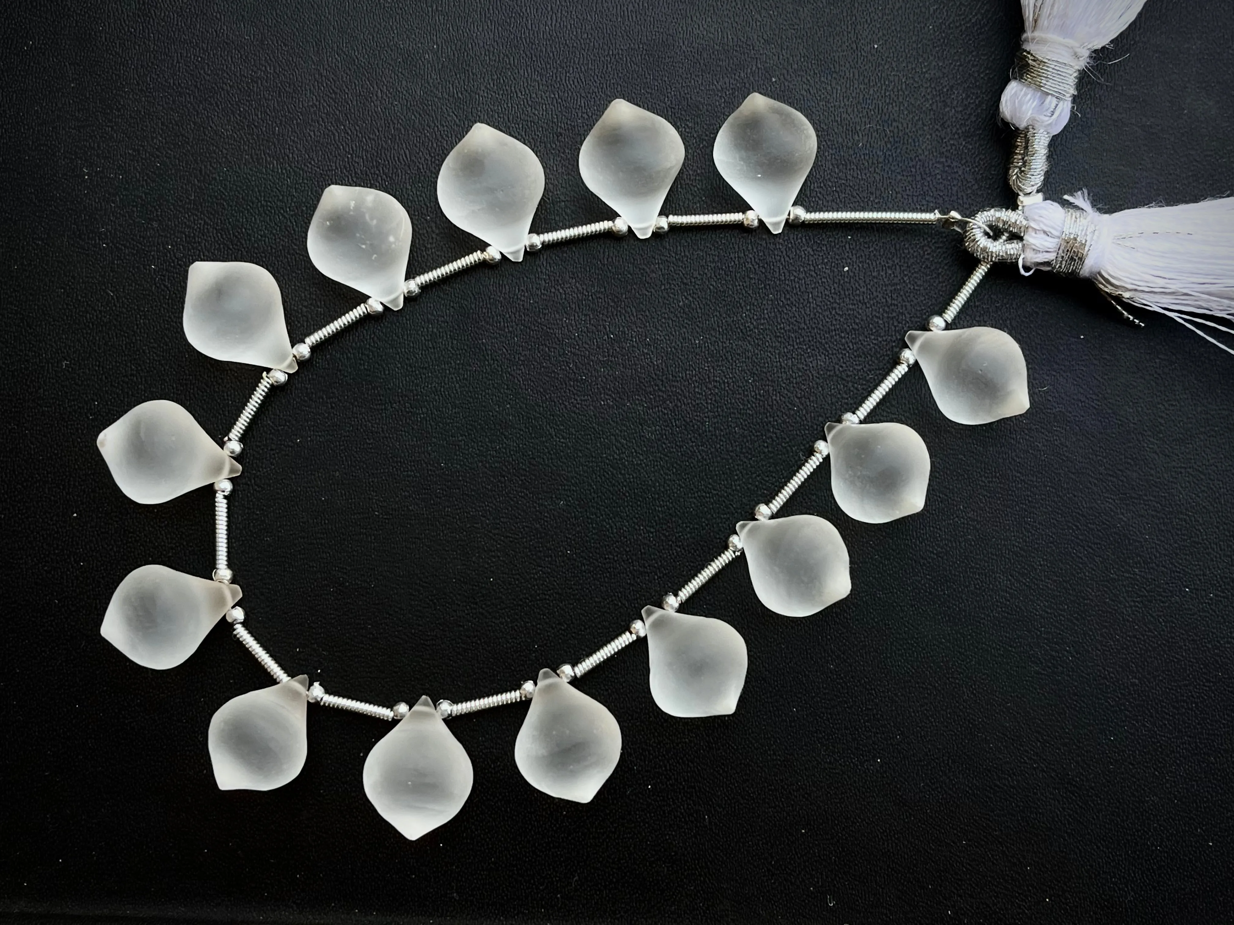 Crystal Quartz Slanted Drops Frosted