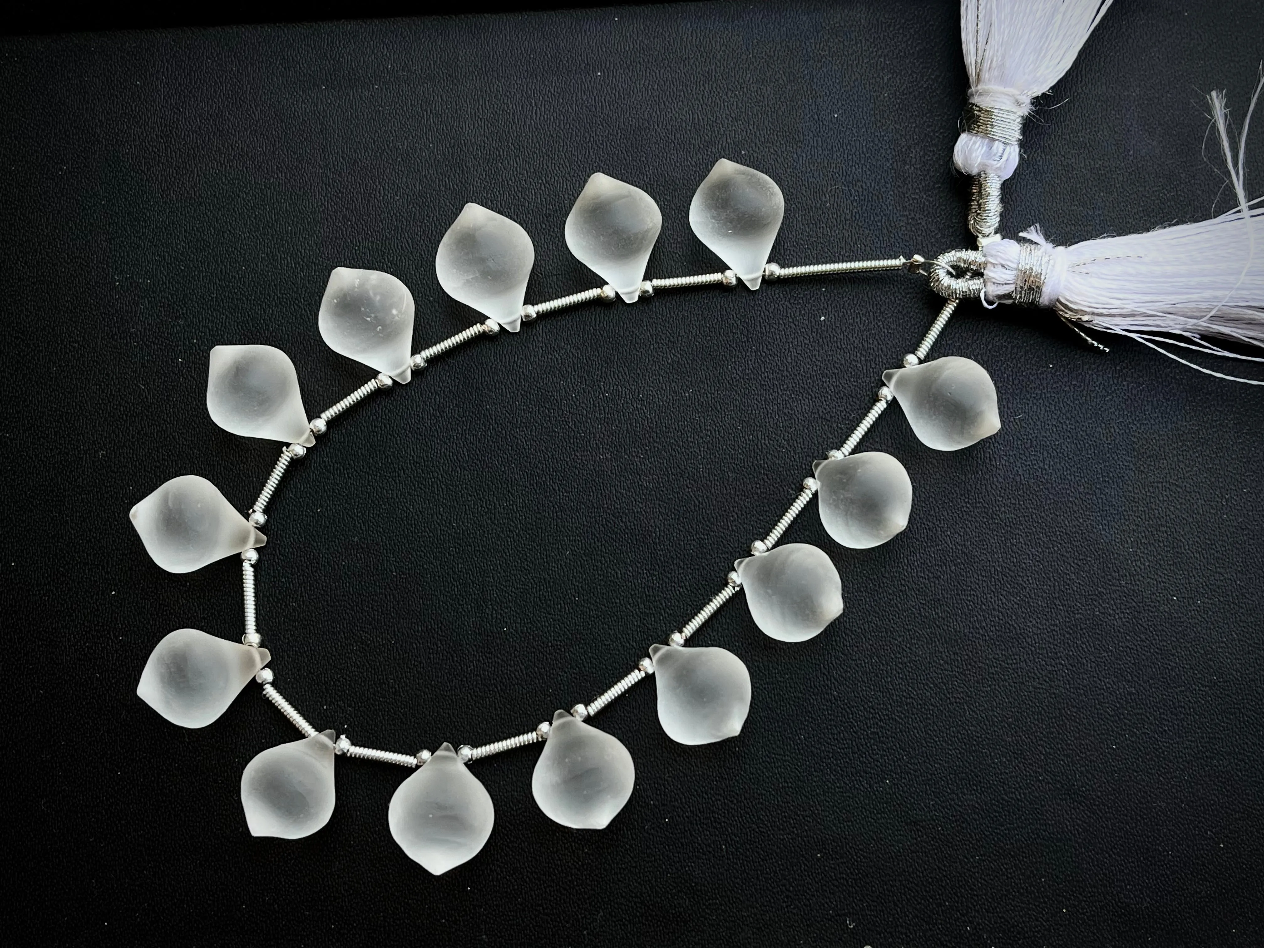 Crystal Quartz Slanted Drops Frosted