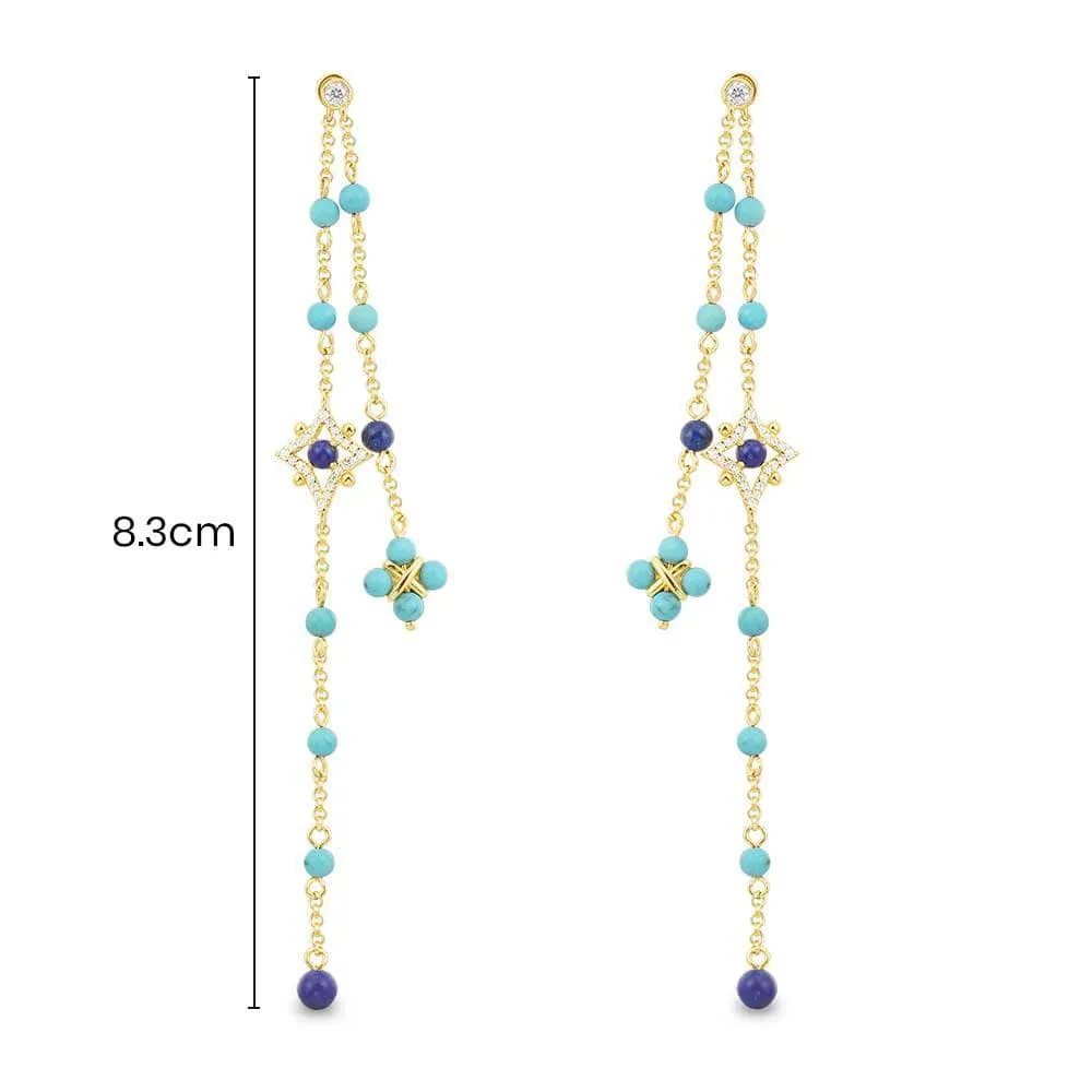 Dainty Chain Drop Earrings - Yellow Silver