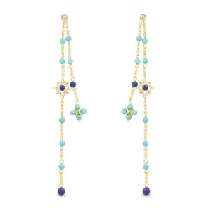 Dainty Chain Drop Earrings - Yellow Silver