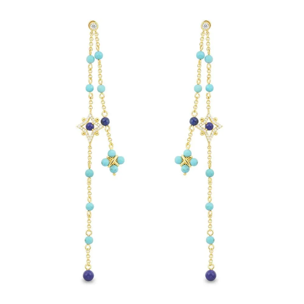 Dainty Chain Drop Earrings - Yellow Silver
