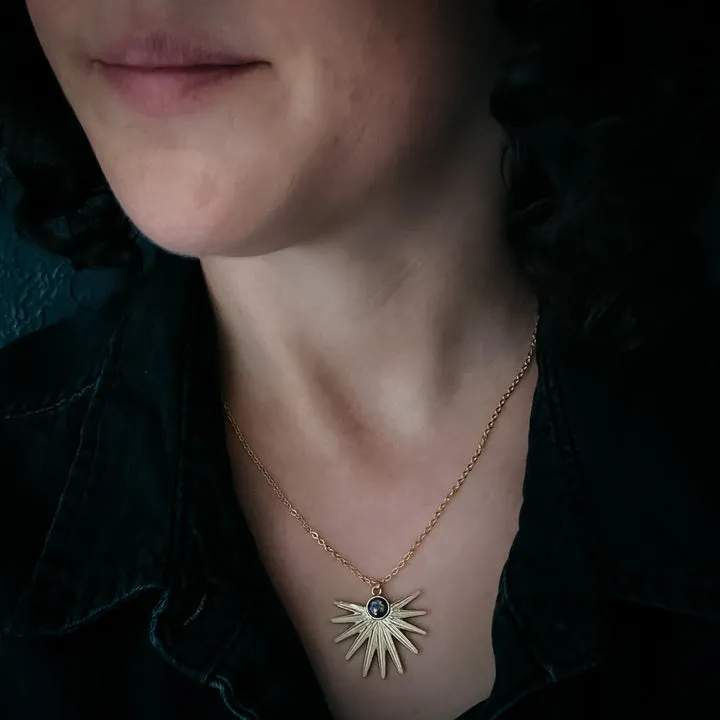 Dark Before the Dawn Sunburst Pendant Necklace