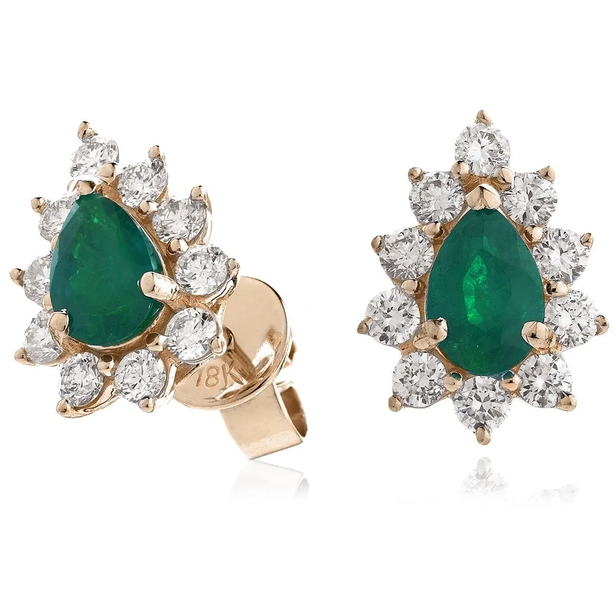 Diamond & Emerald Pear Shaped Earrings 1.20ct
