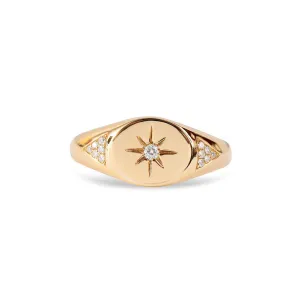 DIAMOND STAR SIGNET RING