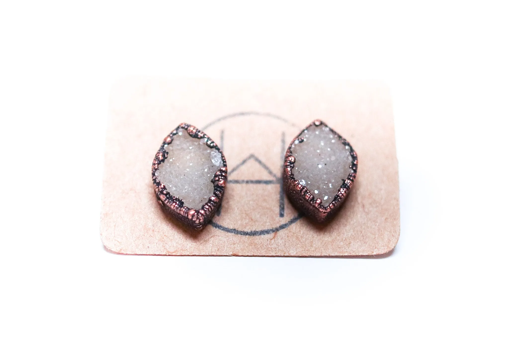 Druzy marquis studs | Druzy crystal earrings