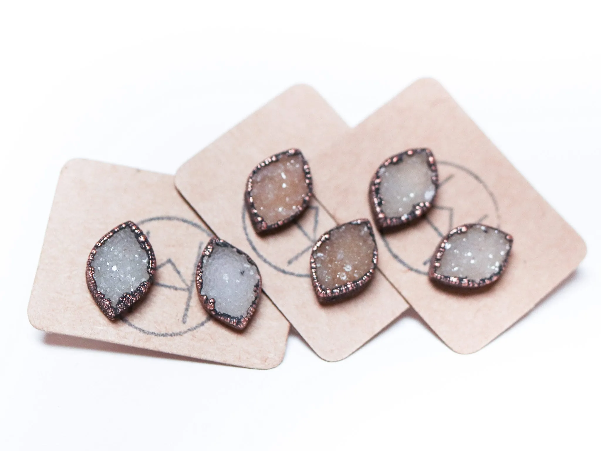 Druzy marquis studs | Druzy crystal earrings