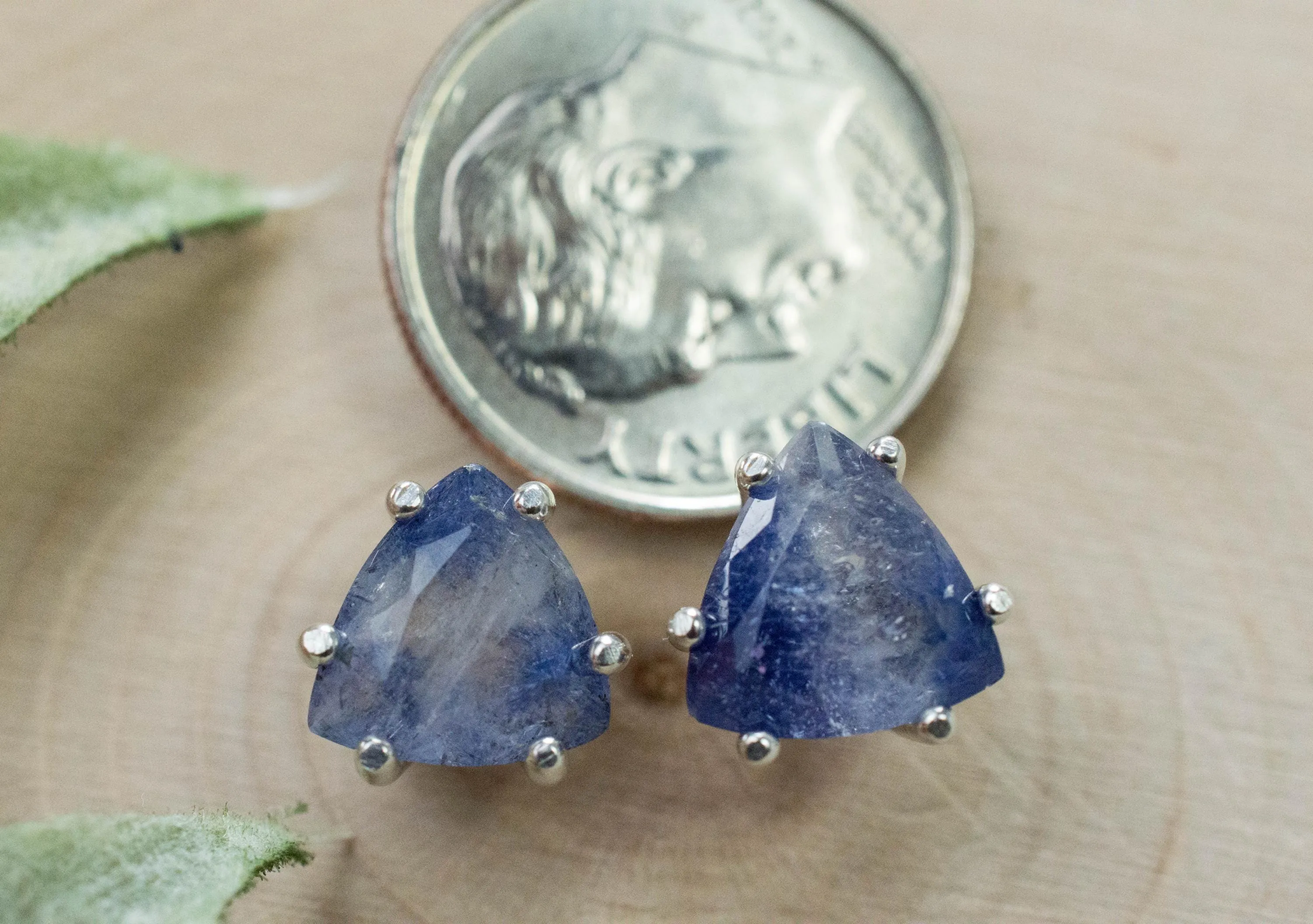 Dumortierite Quartz Earrings; Natural Untreated Brazil Dumortierite; 3.410cts