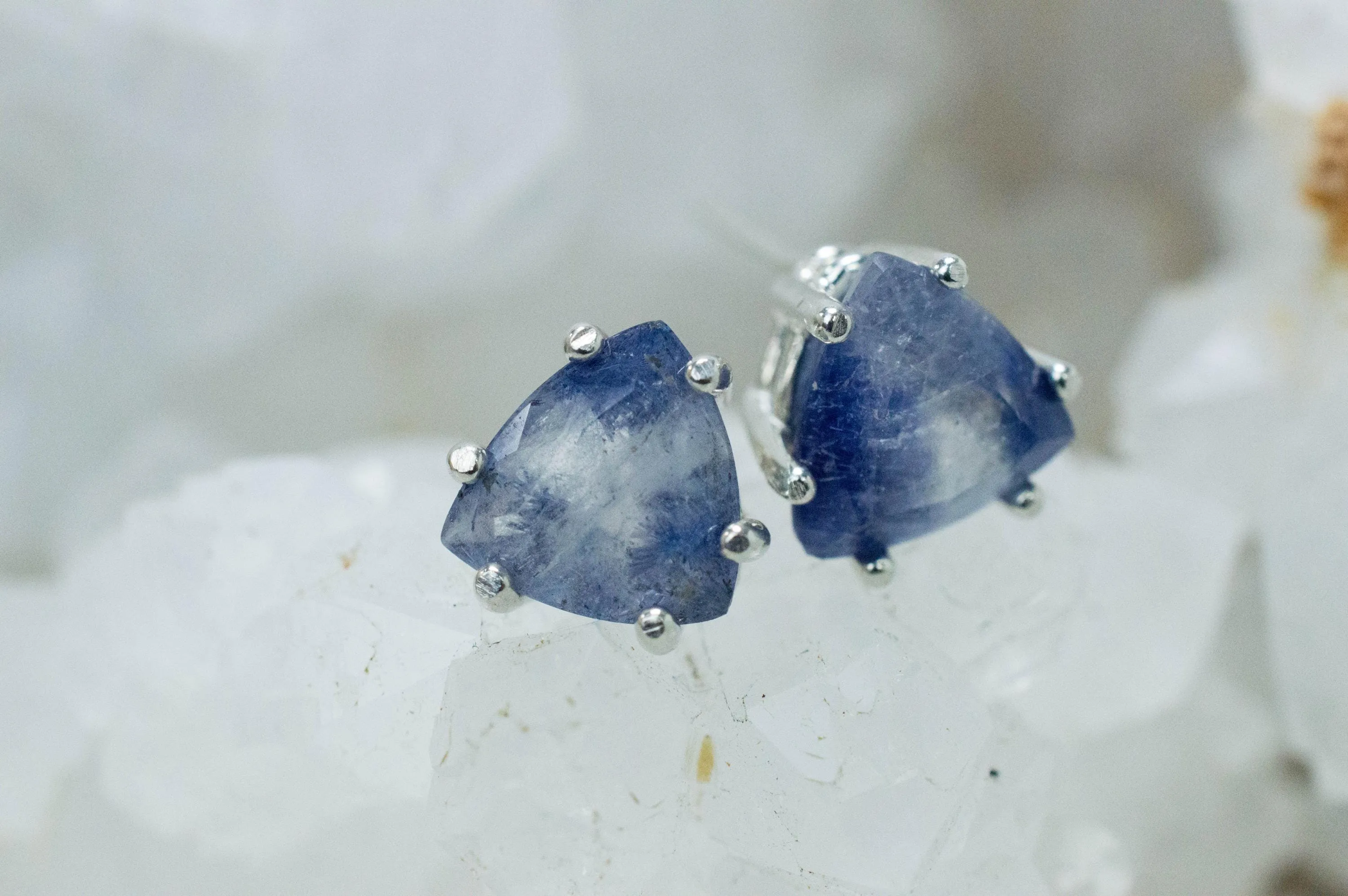 Dumortierite Quartz Earrings; Natural Untreated Brazil Dumortierite; 3.410cts
