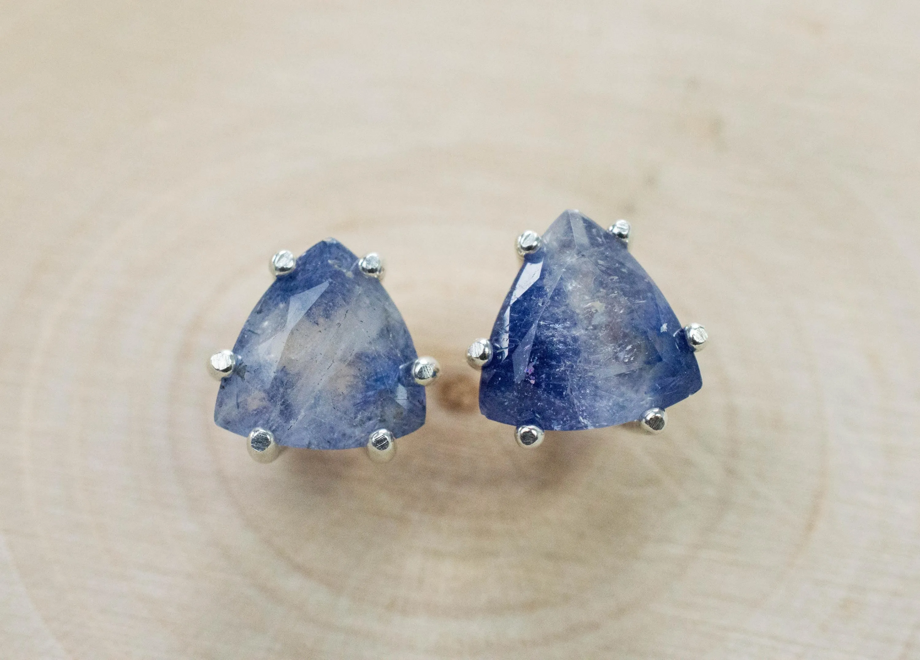 Dumortierite Quartz Earrings; Natural Untreated Brazil Dumortierite; 3.410cts