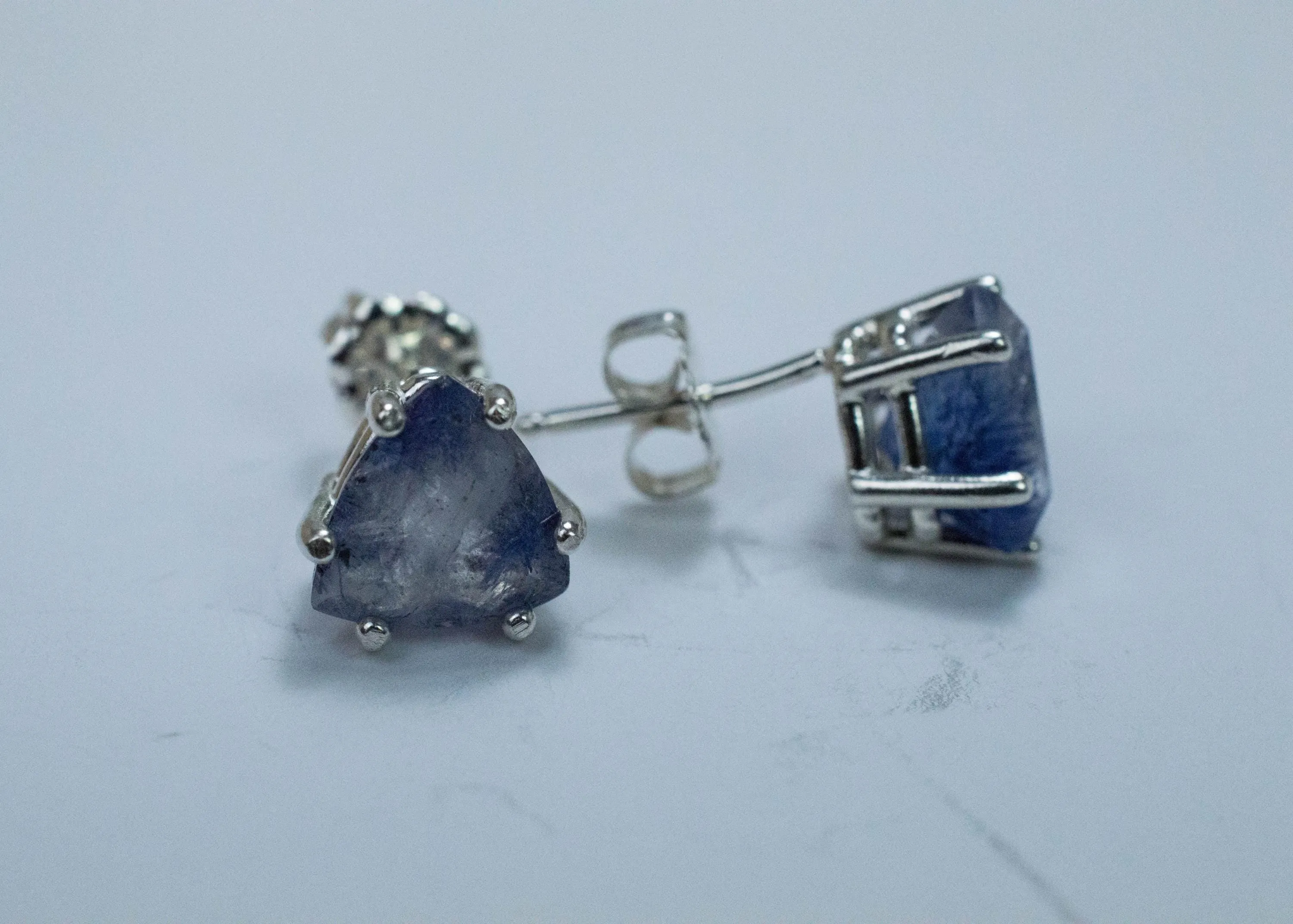 Dumortierite Quartz Earrings; Natural Untreated Brazil Dumortierite; 3.410cts