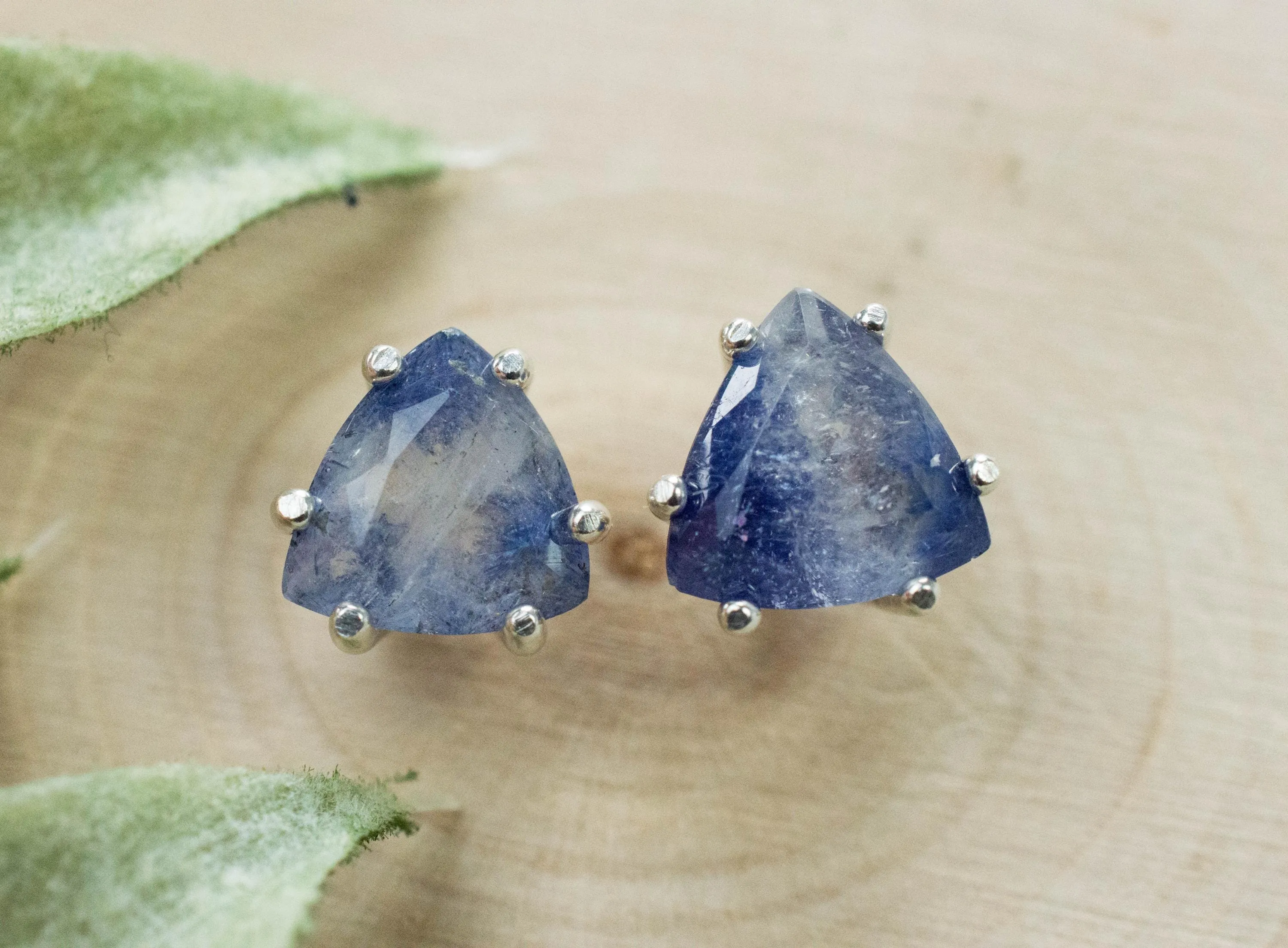 Dumortierite Quartz Earrings; Natural Untreated Brazil Dumortierite; 3.410cts