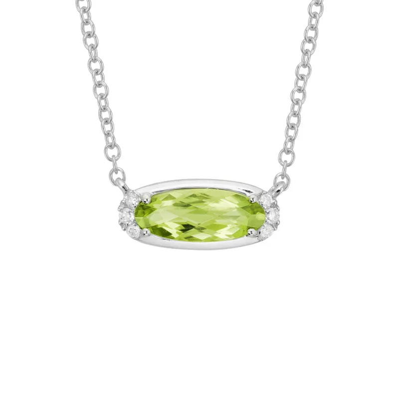 East-West Oval Peridot & Diamond Necklace