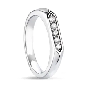 Elongated Hexagon Signet with Diamonds SR77
