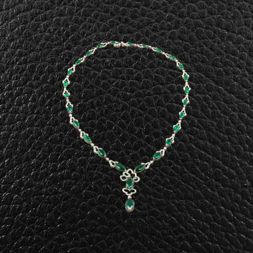 Emerald & Diamond Necklace & Earrings Set