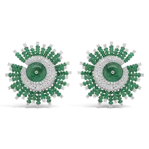 Emerald & Diamond Starburst Earrings