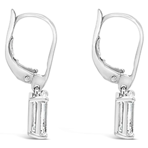 Emerald cut Diamond Dangle Earrings