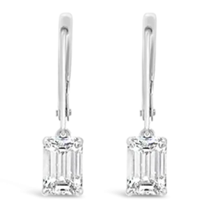 Emerald cut Diamond Dangle Earrings