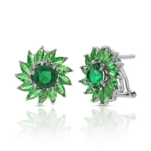 Emerald Flower Earrings
