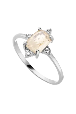 Emerald Moonstone Ring Silver