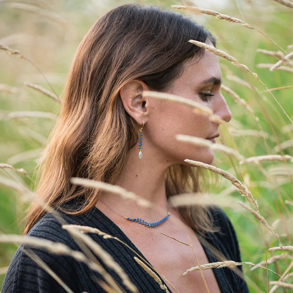 Enamel Cascade Drop Earrings - Lapis