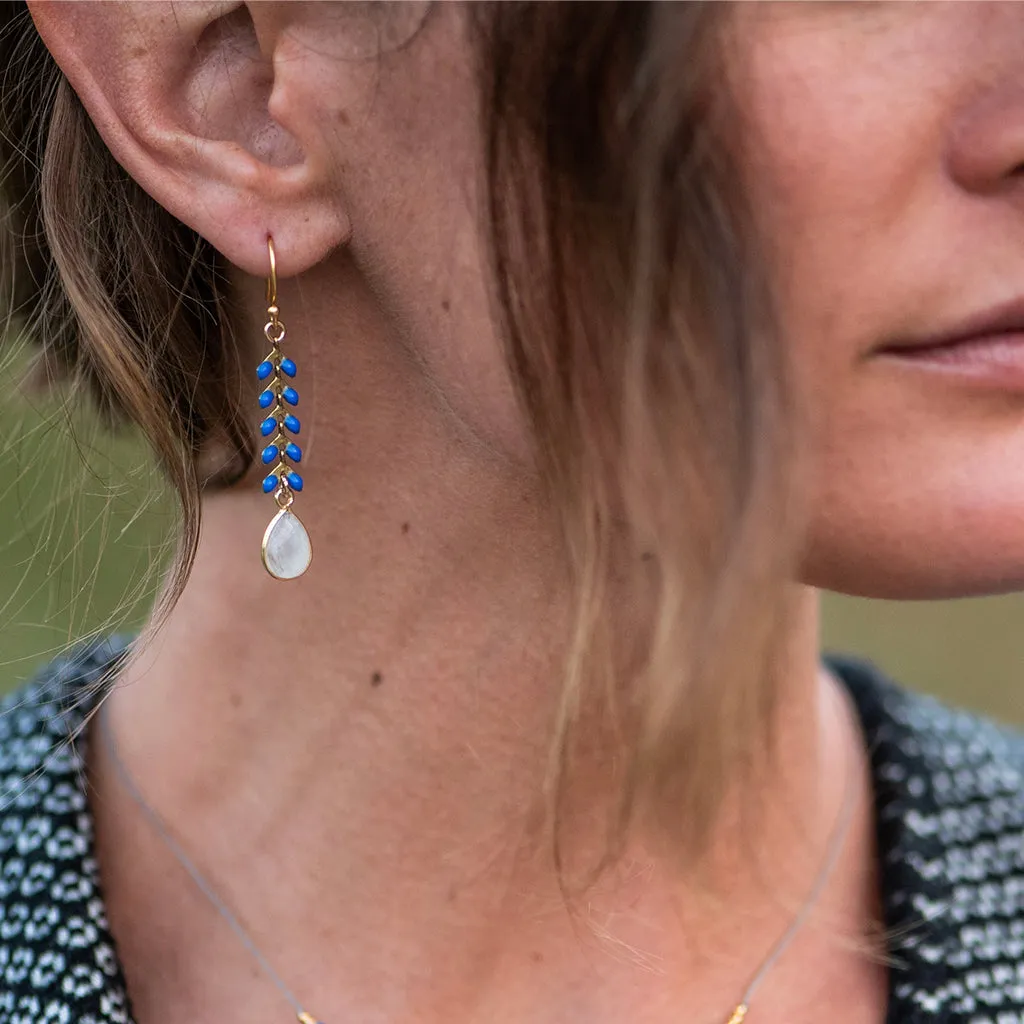 Enamel Cascade Drop Earrings - Lapis