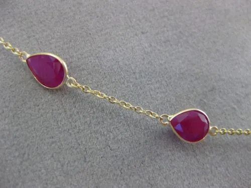 ESTATE LARGE 19.46CT AAA RUBY 14KT YELLOW GOLD BY THE YARD TIN CUP FUN NECKLACE