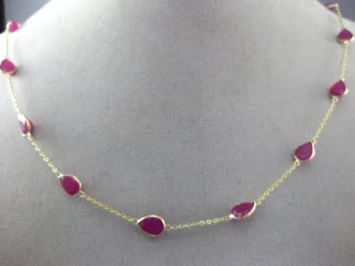 ESTATE LARGE 19.46CT AAA RUBY 14KT YELLOW GOLD BY THE YARD TIN CUP FUN NECKLACE