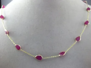 ESTATE LARGE 19.46CT AAA RUBY 14KT YELLOW GOLD BY THE YARD TIN CUP FUN NECKLACE