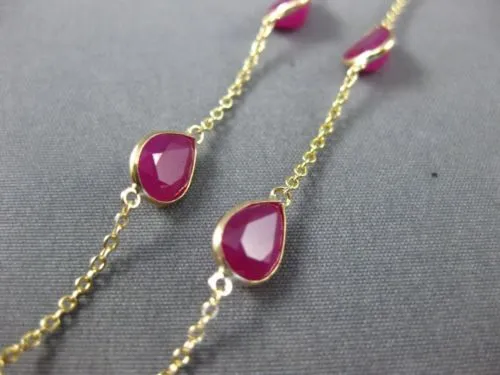 ESTATE LARGE 19.46CT AAA RUBY 14KT YELLOW GOLD BY THE YARD TIN CUP FUN NECKLACE