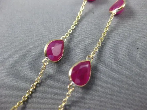 ESTATE LARGE 19.46CT AAA RUBY 14KT YELLOW GOLD BY THE YARD TIN CUP FUN NECKLACE