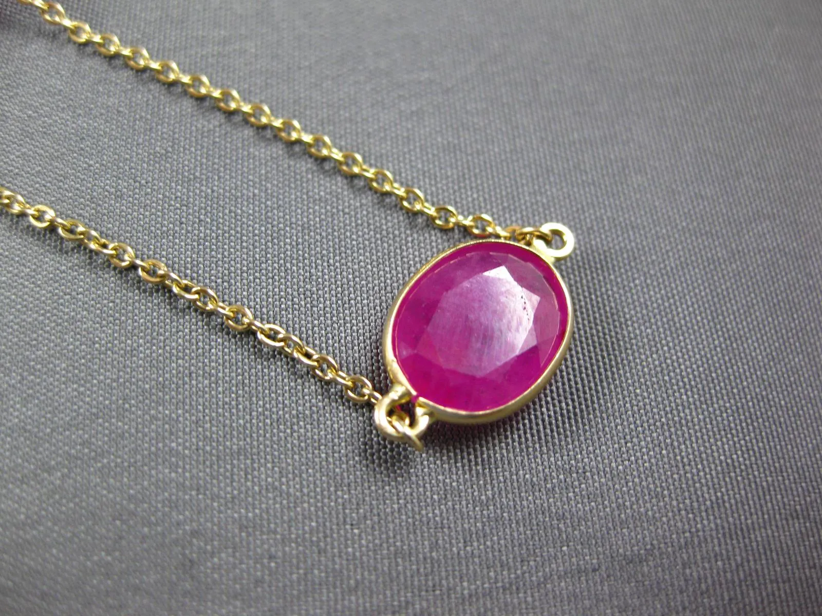 ESTATE LARGE & LONG 27.85CT RUBY 14KT YELLOW GOLD OVAL BY THE YARD LOVE NECKLACE