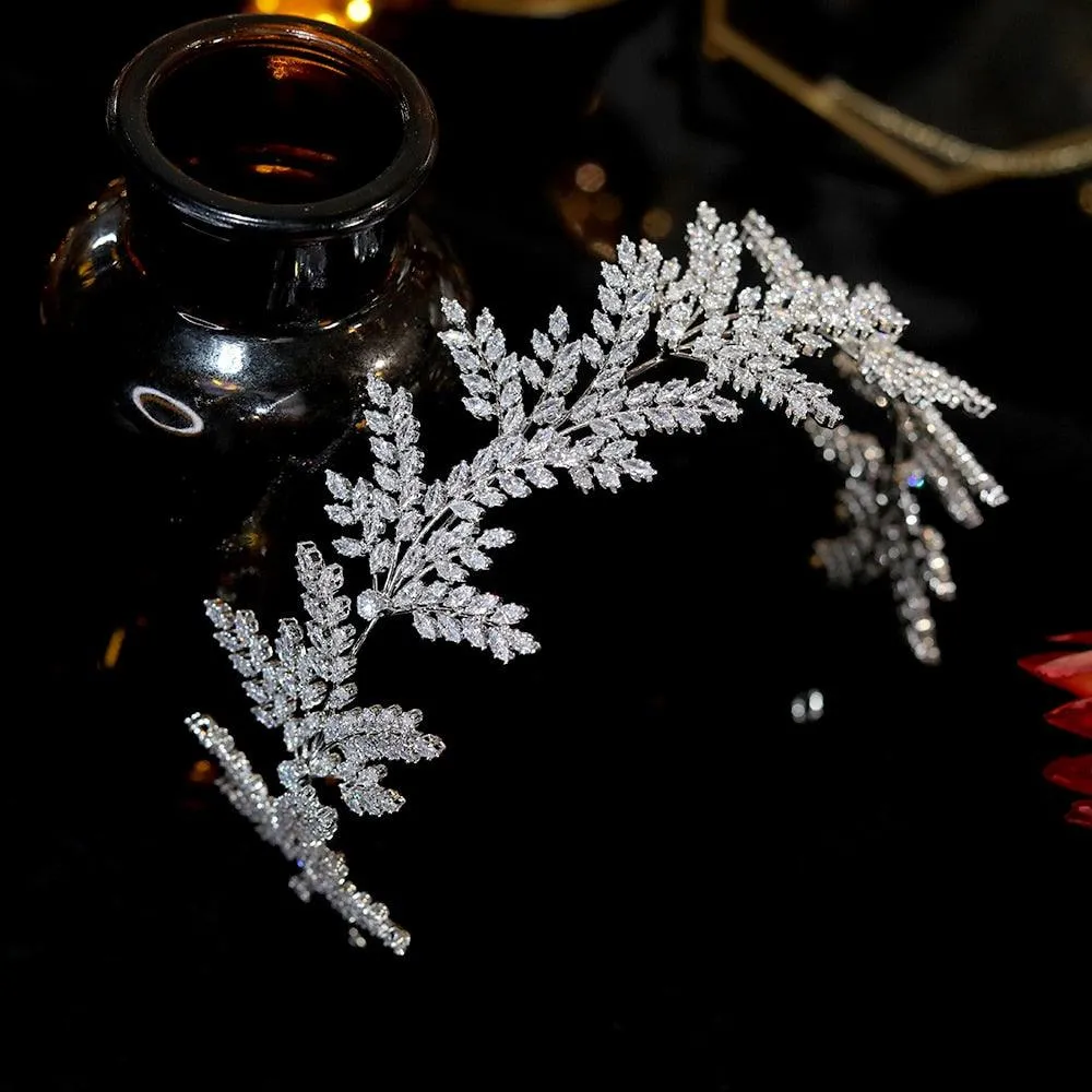 Fashion Bride Headband Crystal Leaf Hair Band