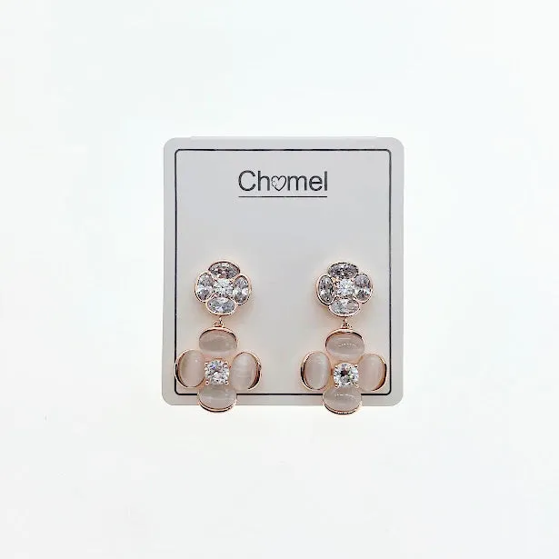 Flower Simulated Moonstone Earrings