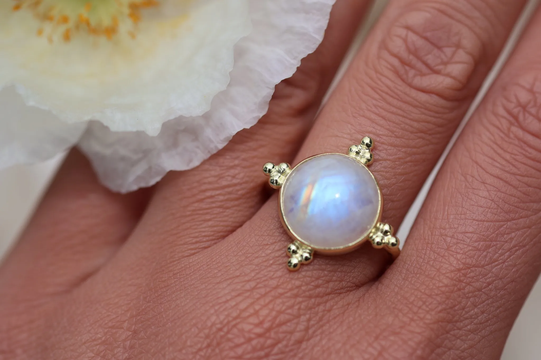 Full Moon Gold Moonstone Ring