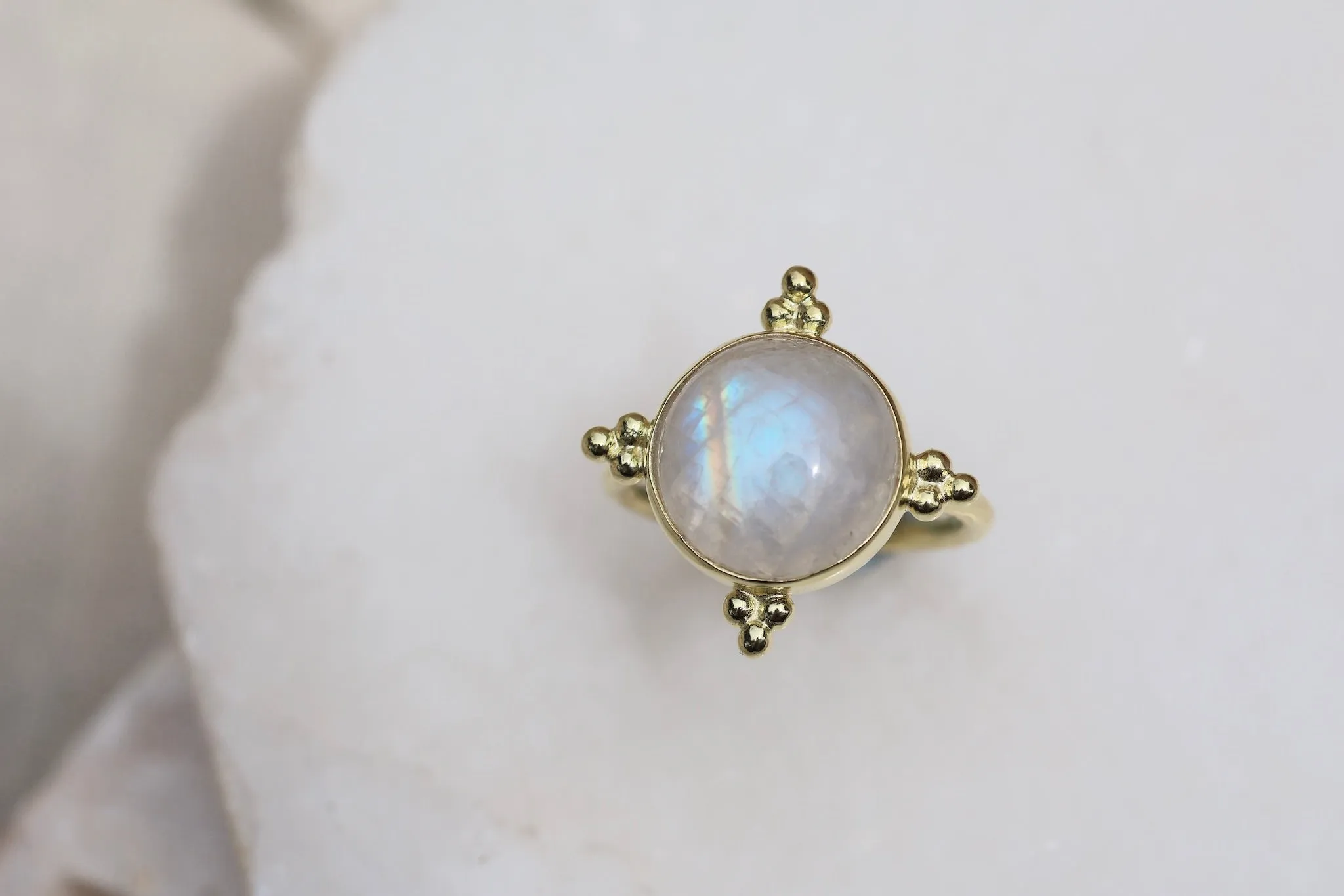 Full Moon Gold Moonstone Ring