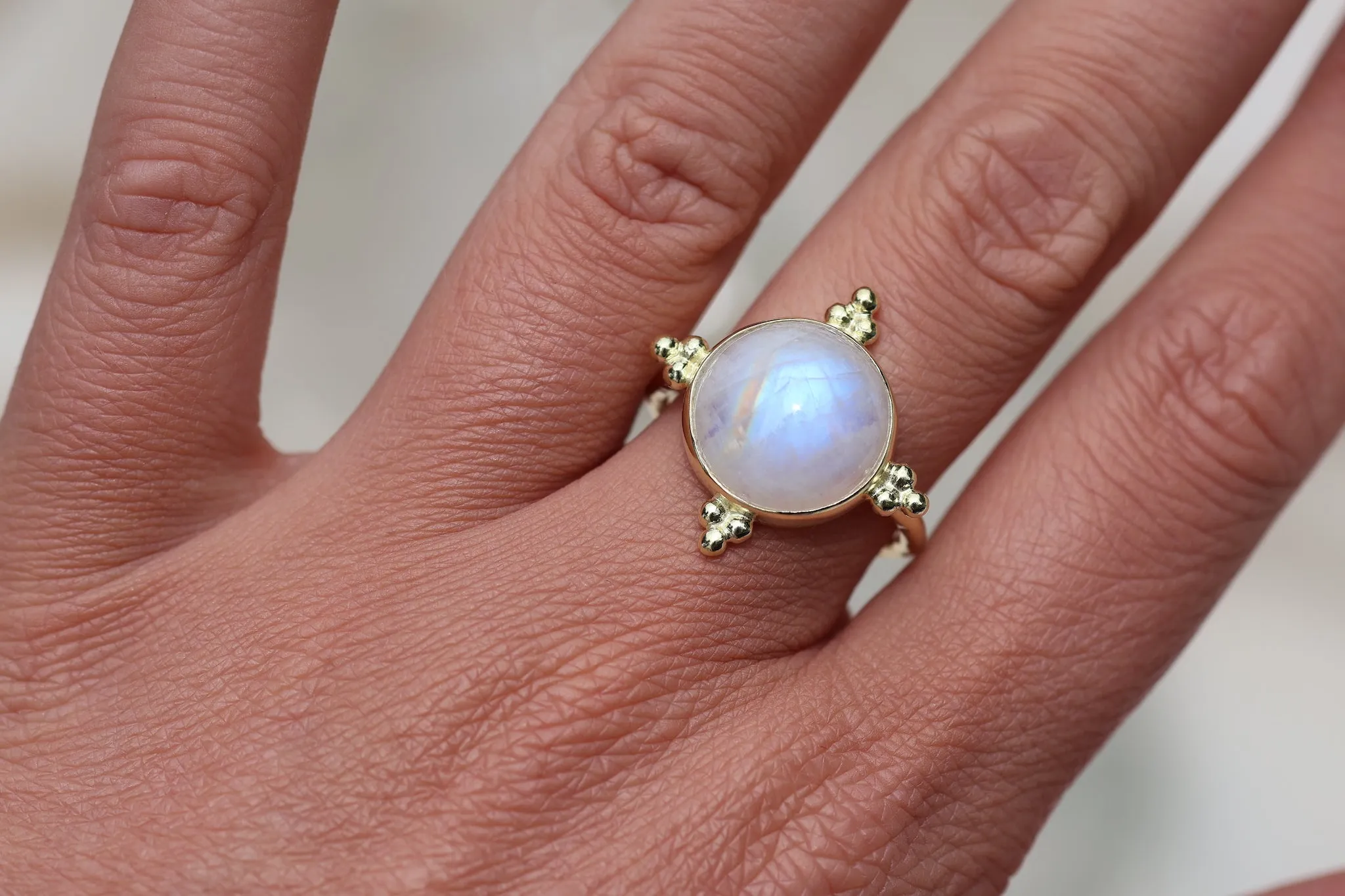 Full Moon Gold Moonstone Ring