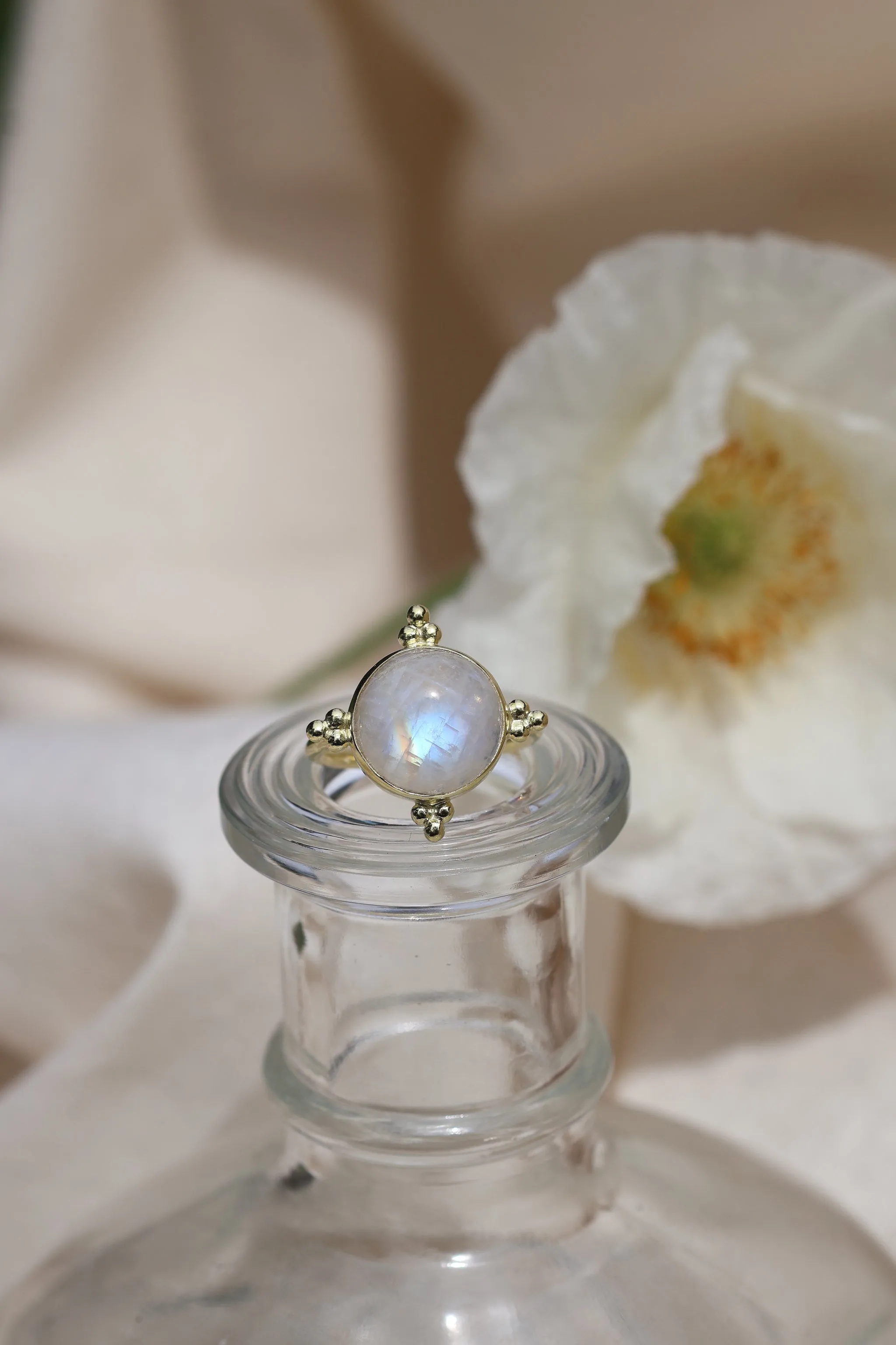 Full Moon Gold Moonstone Ring