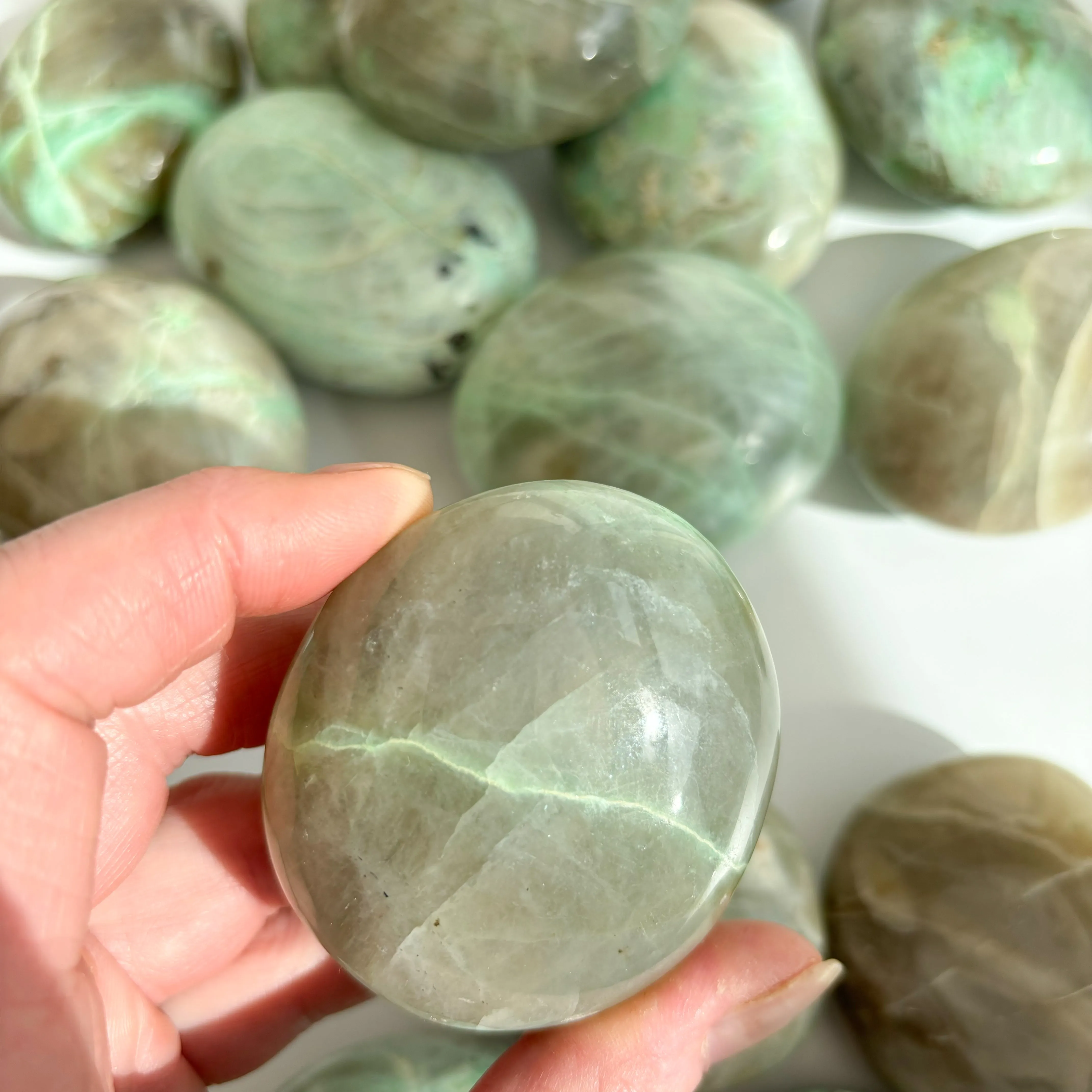 Garnierite - Green Moonstone Palmstone