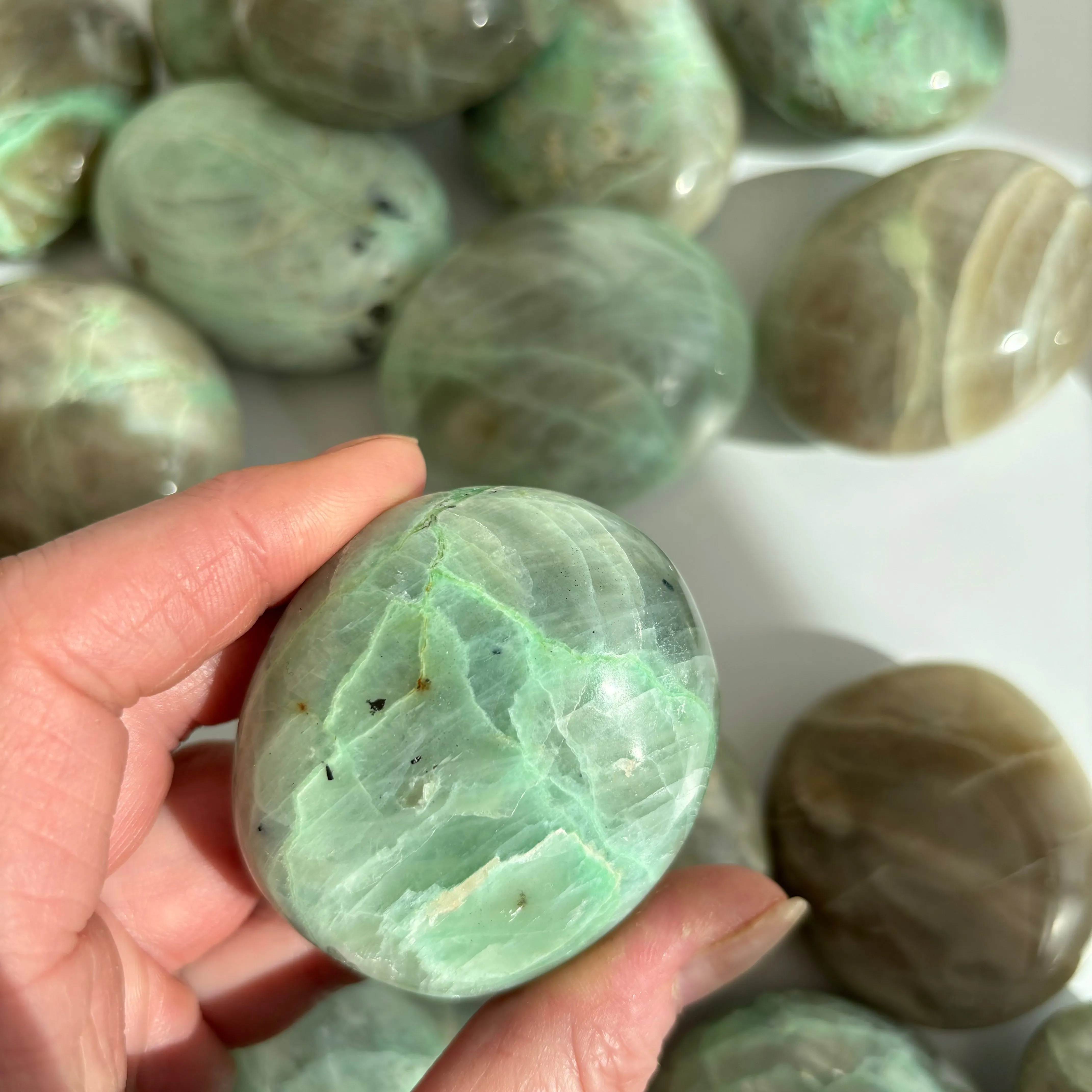 Garnierite - Green Moonstone Palmstone