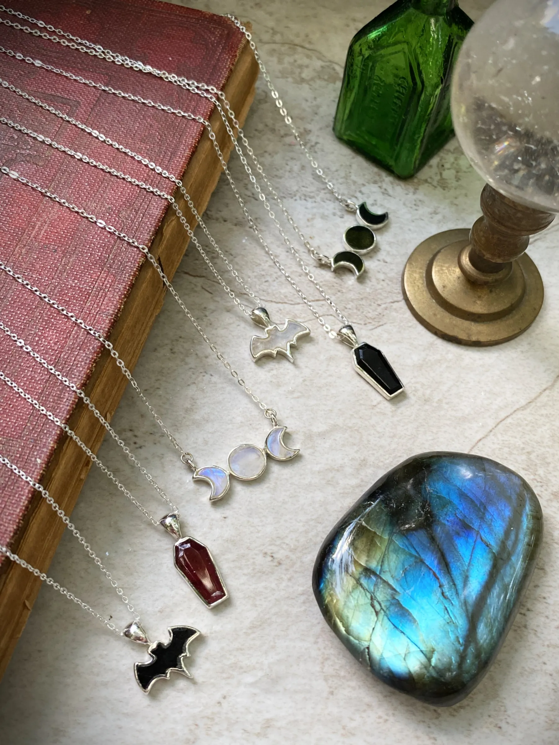 Gemstone Coffin Necklace