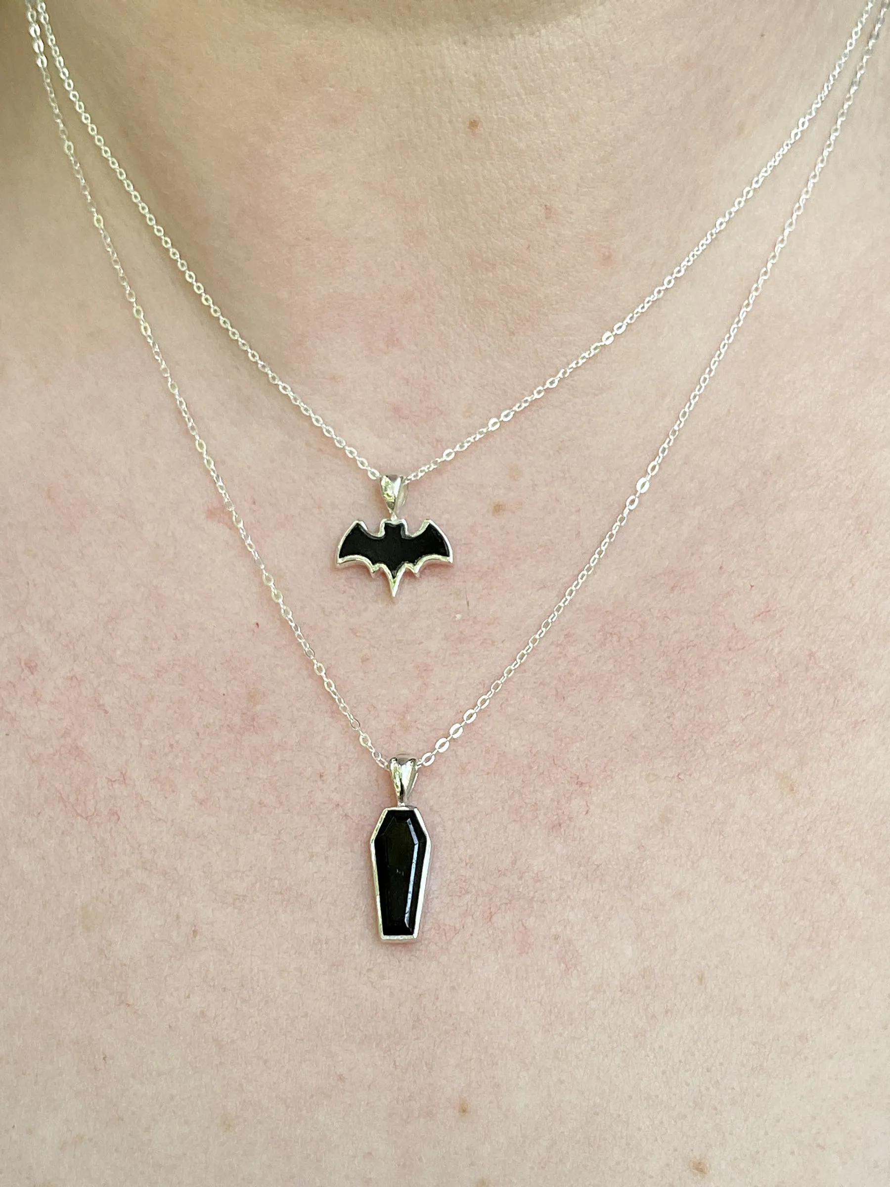 Gemstone Coffin Necklace