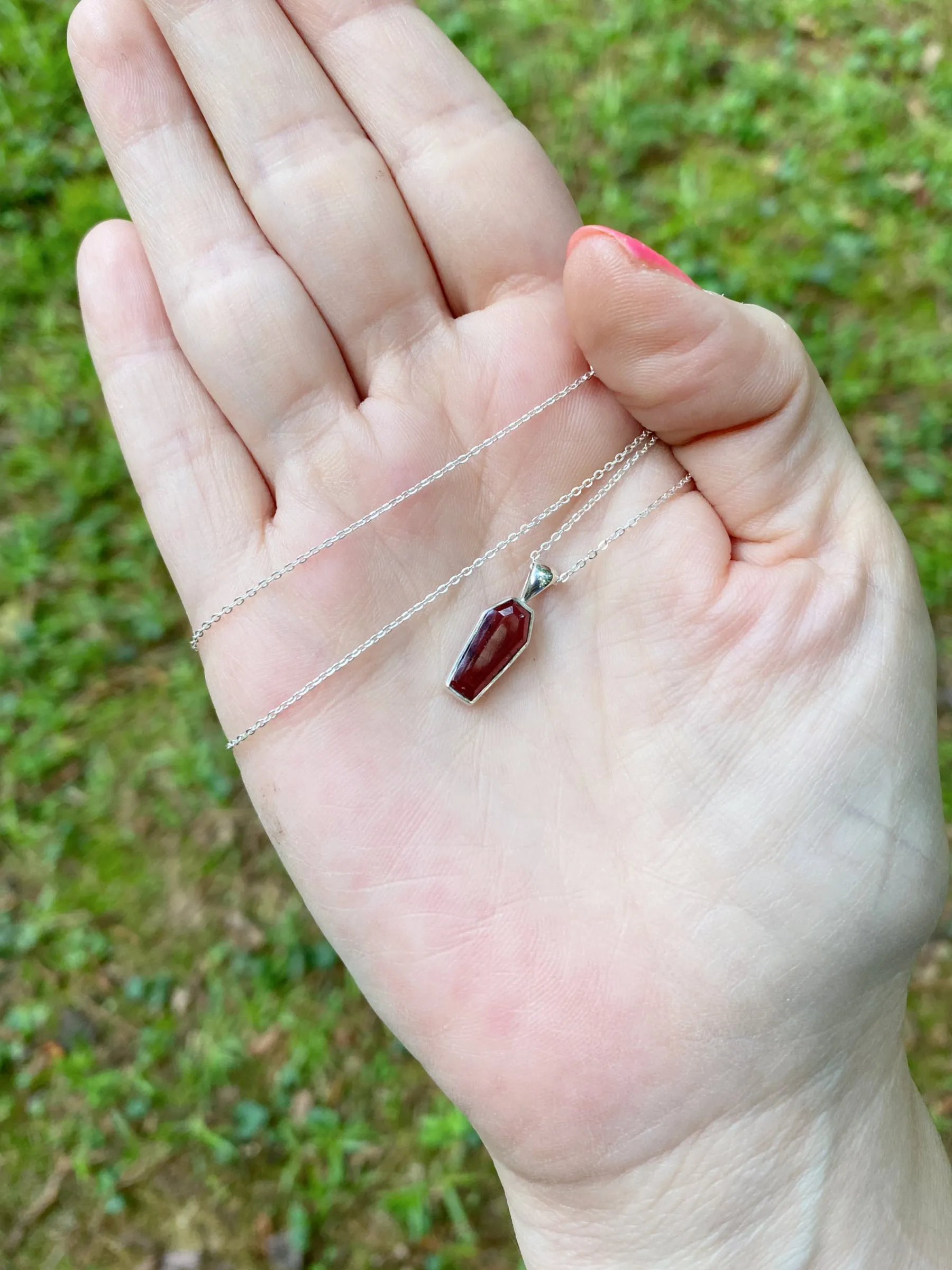 Gemstone Coffin Necklace